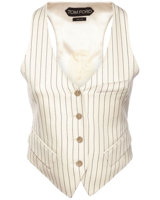 Tom Ford Wool Silk Pinstriped Sleeveless Vest