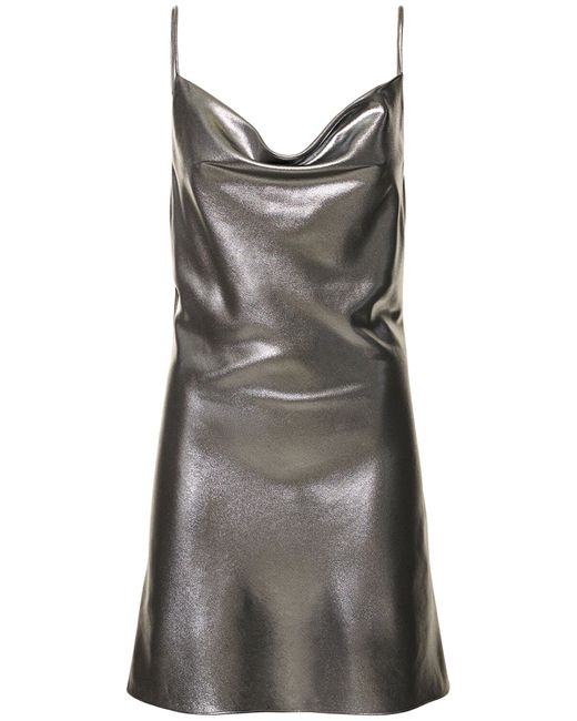 Rotate Metallic Draped Mini Slip Dress