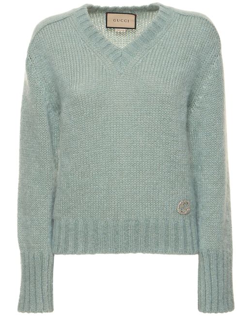 Gucci Wool Blend Mohair Sweater W Crystals