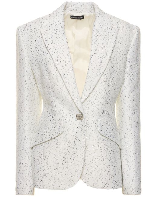 David Koma Crystal Sequin Embellished Jacket
