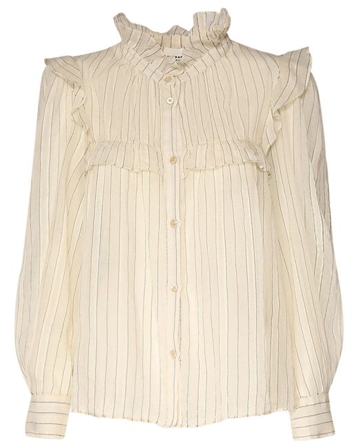 Marant Etoile Idety Striped Cotton Shirt W Ruffles