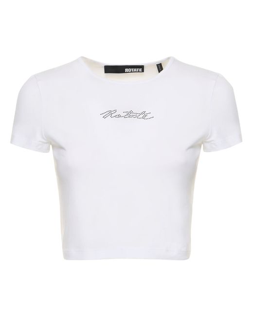 Rotate Cropped Cotton Blend T-shirt