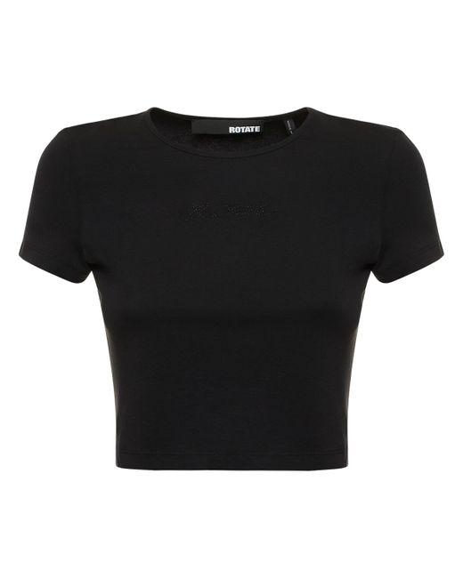 Rotate Cropped Cotton Blend T-shirt