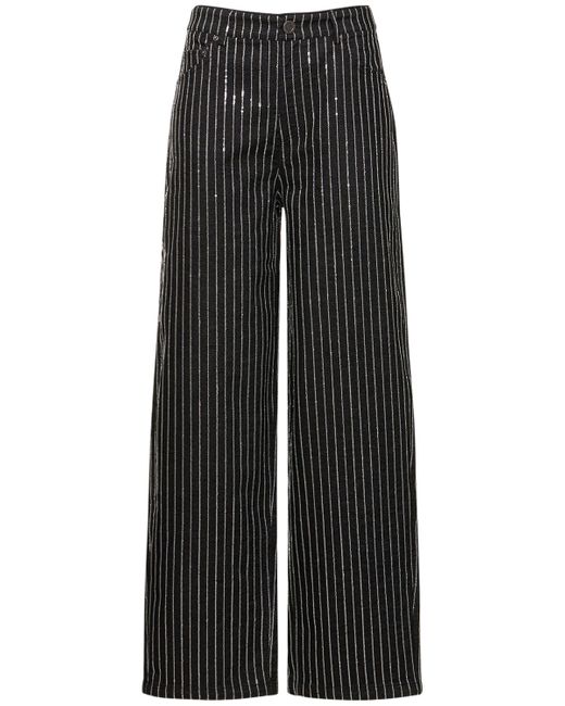 Rotate Sequined Cotton Twill Wide Pants