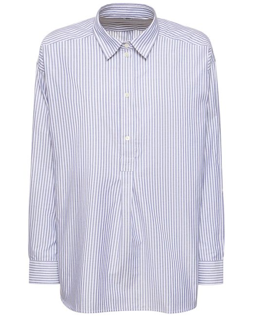 Totême Striped Half-placket Cotton Shirt