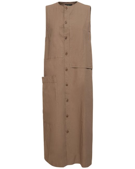 Yohji Yamamoto Sleeveless Cotton Twill Midi Dress