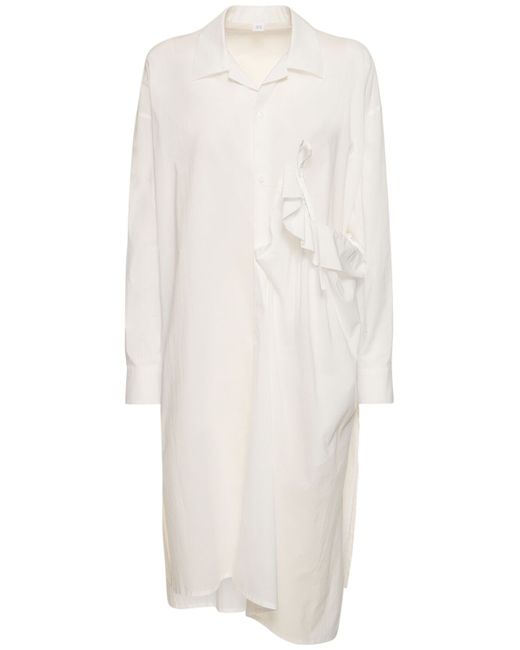 Yohji Yamamoto Asymmetric Gathered Cotton Midi Dress