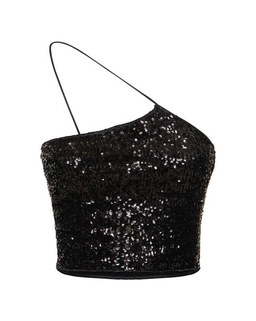 Oséree Sequined One-strap Crop Top