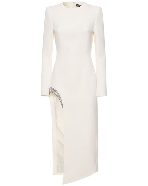 David Koma Embellished Long-sleeve Cady Midi Dress