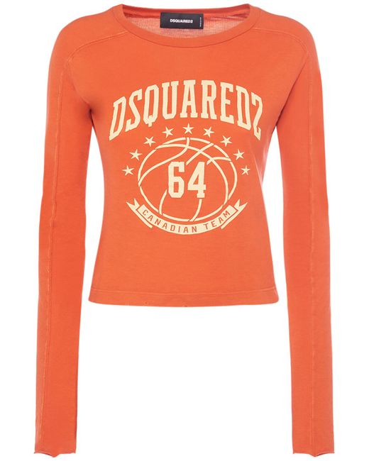 Dsquared2 Logo Printed Cotton Jersey Top