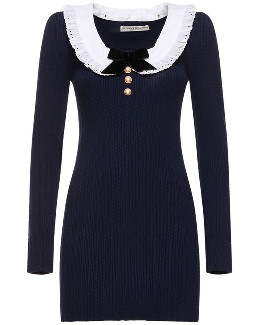 Alessandra Rich Cotton Knit Midi Dress W Collar