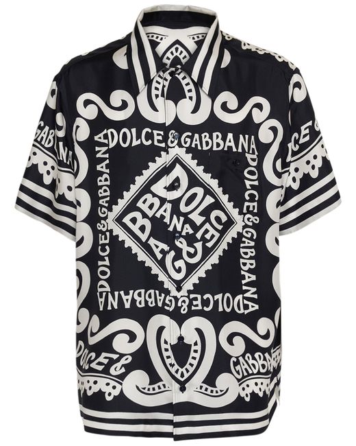 Dolce & Gabbana Bandana Printed Silk Twill Bowling Shirt