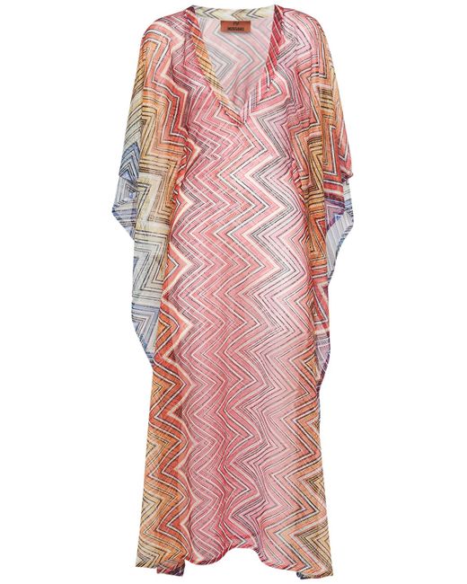 Missoni Chevron Printed Long V-neck Kaftan Dress