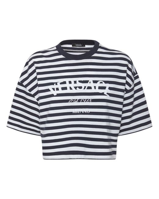 Versace Striped Jersey Crop T-shirt