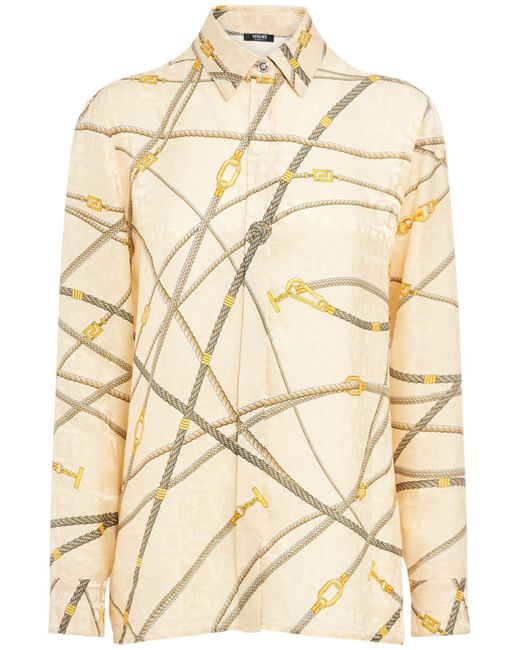 Versace Printed Silk Blend Jacquard Shirt