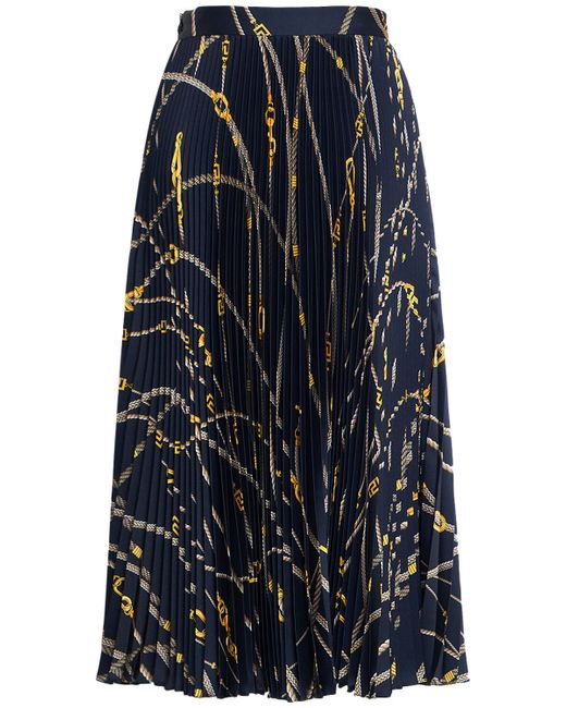 Versace Printed Pleated Twill Midi Skirt