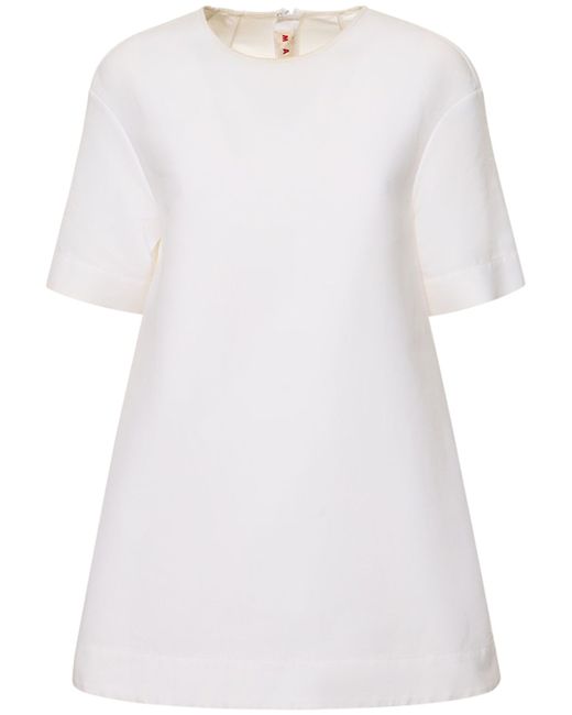 Marni Cotton Cady Short Sleeve Mini Dress
