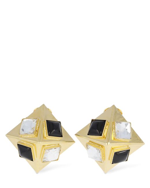 Alessandra Rich Pyramid Earrings W Crystals