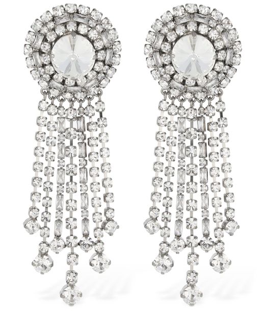 Alessandra Rich Fringes Crystal Pendant Earrings