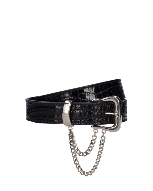 Alessandra Rich Embossed Leather Belt W Chain