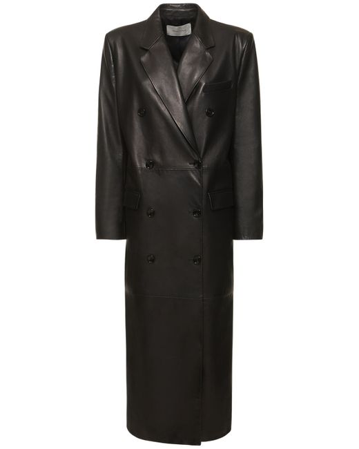 Magda Butrym Leather Double Breasted Coat