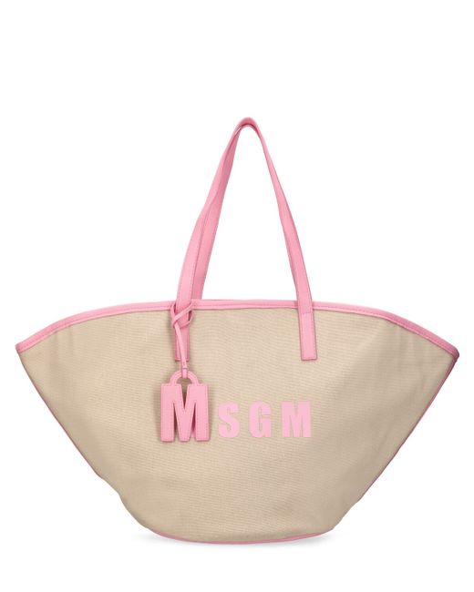Msgm Canvas Shopping Bag