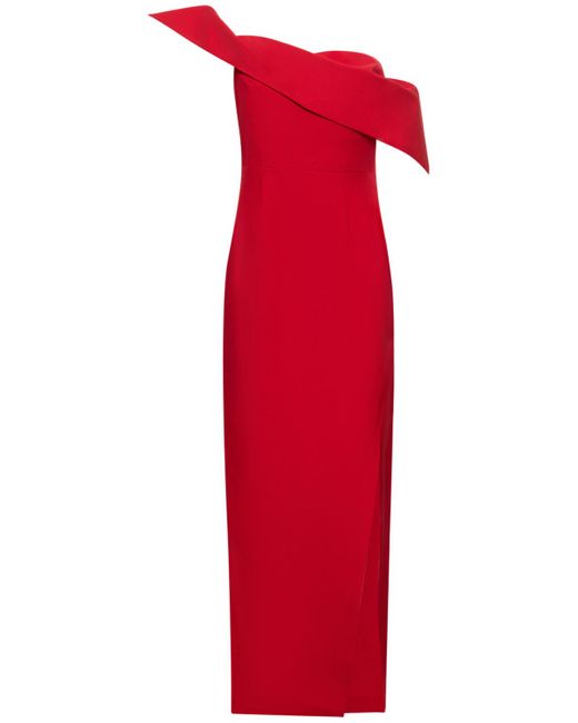 Roland Mouret Asymmetric Wool Silk Slit Maxi Dress