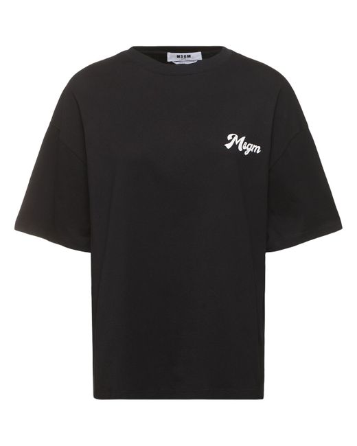 Msgm Logo Cotton Boxy T-shirt