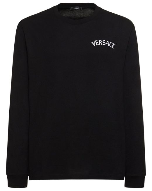 Versace Logo Cotton Long Sleeve T-shirt