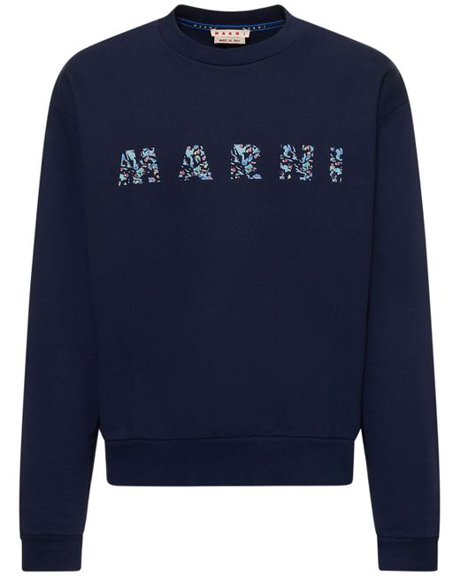 Marni Floral Logo Print Cotton Sweatshirt