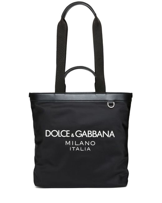 Dolce & Gabbana Rubberized Logo Nylon Tote Bag