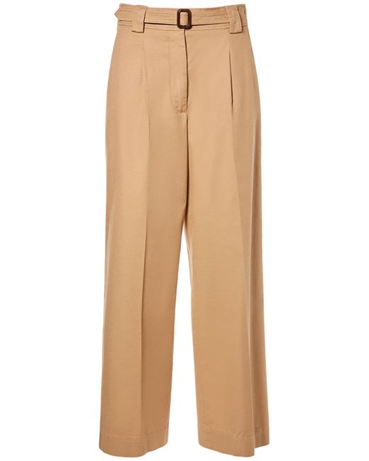 Weekend Max Mara Pino Belted Cotton Canvas Wide Pants