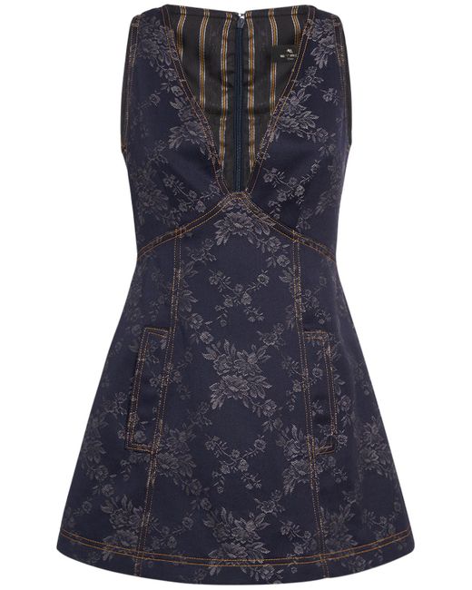 Etro Jacquard V-neck Sleeveless Mini Dress