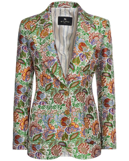 Etro Single Breasted Jacquard Fitted Jacket