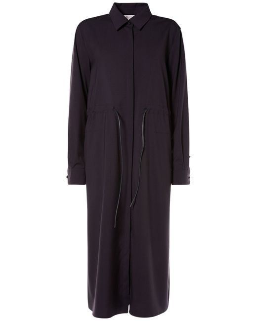Max Mara Monia Wool Long Sleeve Shirt Midi Dress