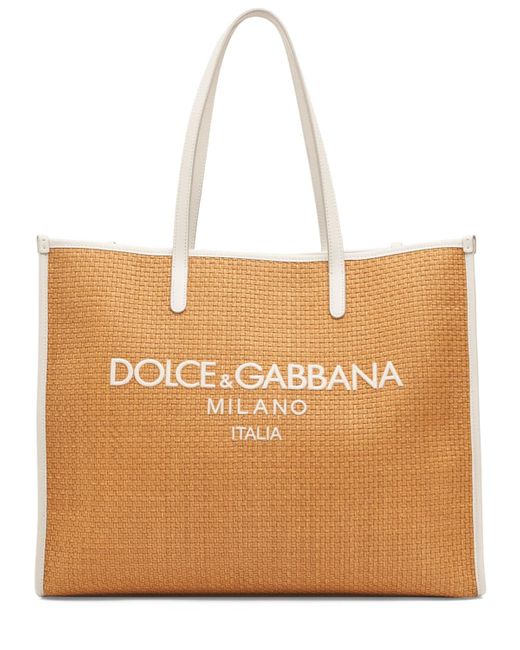 Dolce & Gabbana Large Raffia Logo Shopping Bag