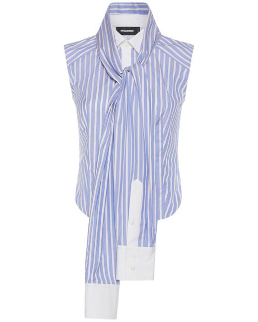 Dsquared2 Striped Cotton Sleeveless Knotted Shirt
