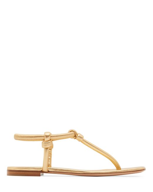 Gianvito Rossi 5mm Metallic Leather Flat Thong Sandals