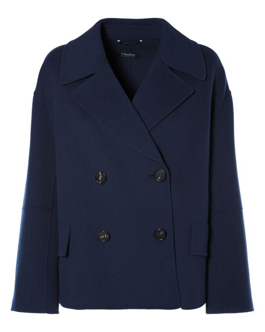 S Max Mara Cape Wool Double Breasted Jacket