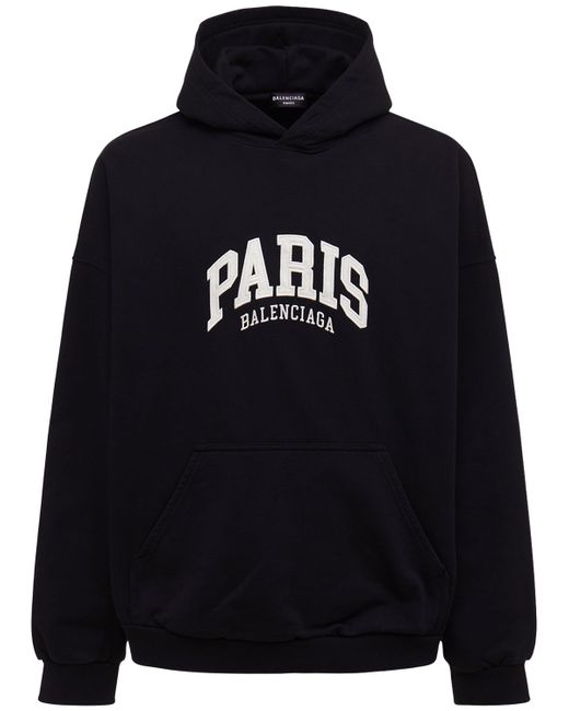 Balenciaga Wide Embroidered Cotton Hoodie