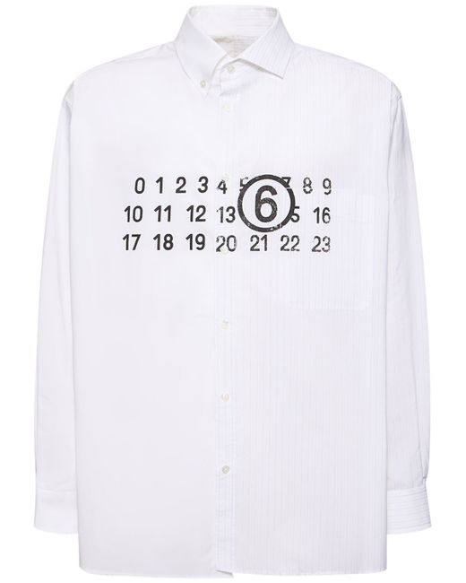 Mm6 Maison Margiela Logo Print Cotton Poplin Shirt