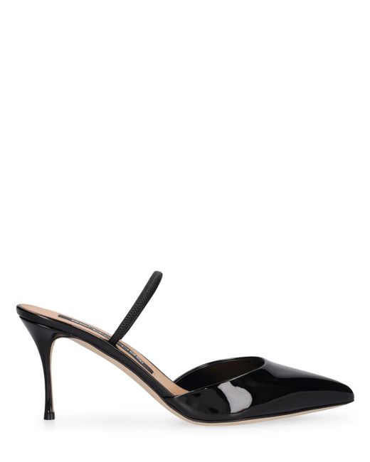 Sergio Rossi 75mm Patent Leather Slingback Pumps