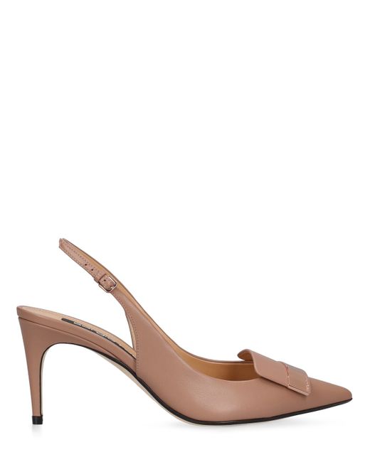 Sergio Rossi 75mm Leather Slingback Pumps