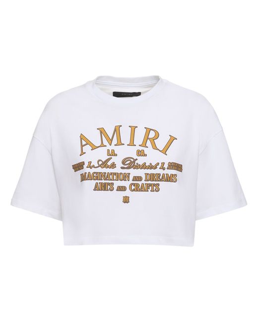 Amiri Logo Print Cotton Jersey Crop T-shirt