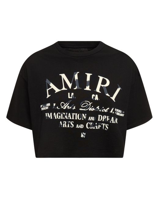 Amiri Logo Print Cotton Jersey Crop T-shirt