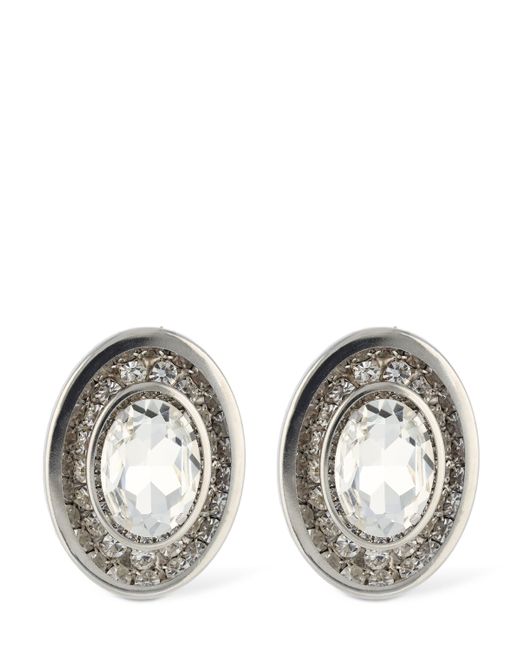 Alessandra Rich Large Oval Crystal Earrings