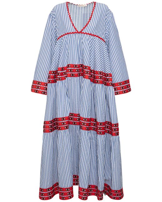 Flora Sardalos Striped Cotton Long Sleeve Maxi Dress