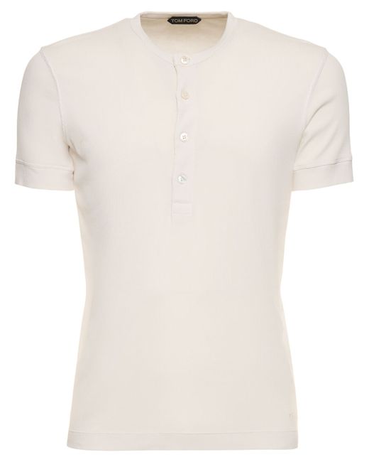 Tom Ford Henley Cotton Lyocell Ribbed T-shirt