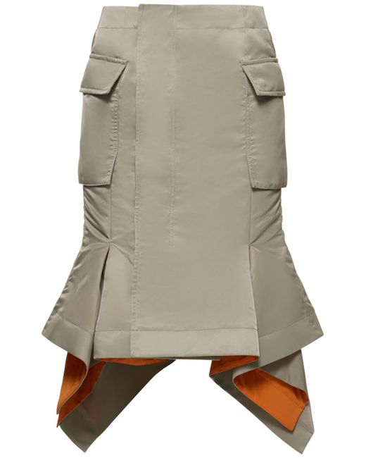 Sacai Pleated Nylon Twill Cargo Midi Skirt