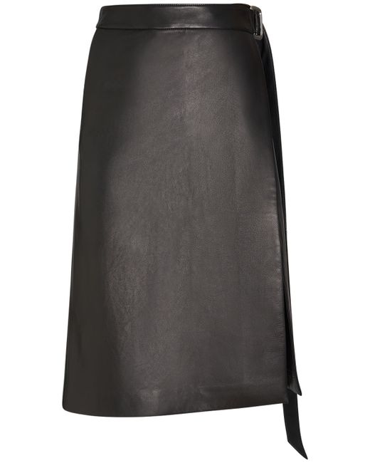AMI Alexandre Mattiussi Belted Leather Midi Skirt